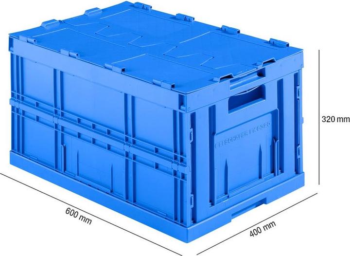 Image du produit Schäfer Shop Caisse pliante aux dimensions EURO FK E-D-6320-2, avec couvercle, 64 l (600 x 400 x 320 mm, 65 l)