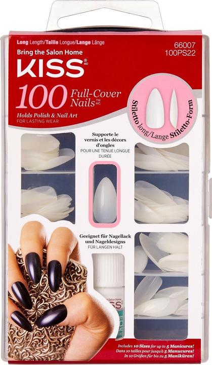 Produktbild KISS Plain nails - full cover and tips - Stiletto (Kunstnägel, Transparent)