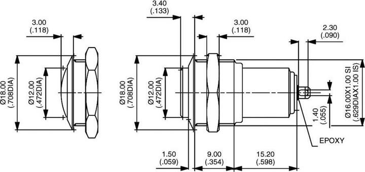 Actual product image APEM Pushbutton switch with solder lugs