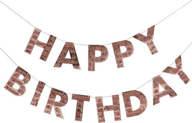 Image du produit Ginger Ray Guirlande à franges "Happy Birthday" Or rose