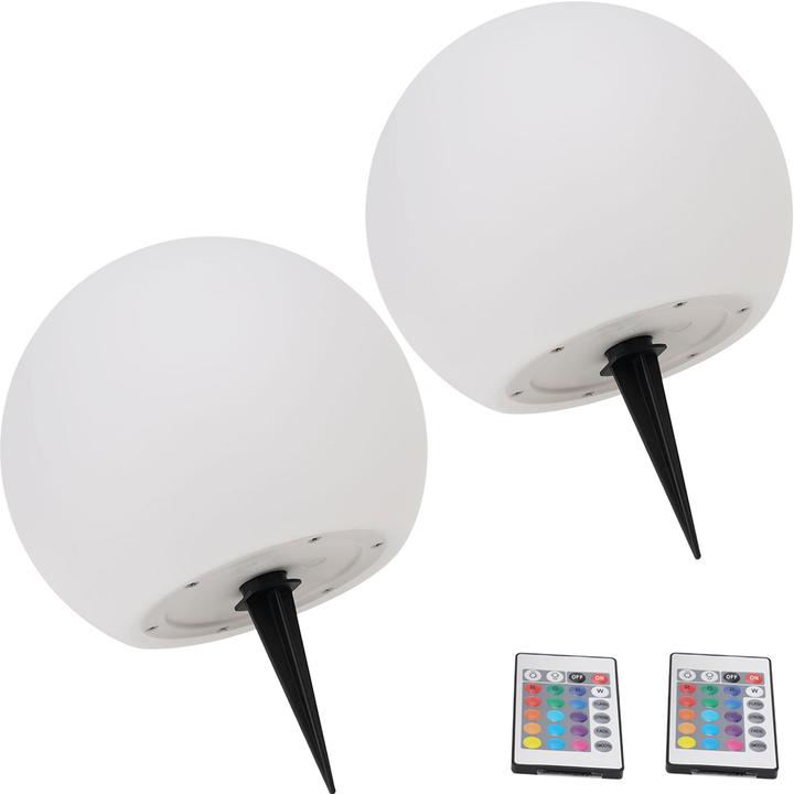 Produktbild Casativo 2er-Set LED-Leuchtkugel mit Fernbedienung, solarbetrieben, RGBW, 60 Lu, IP67, Ø 20 cm (60 lm, IP67)