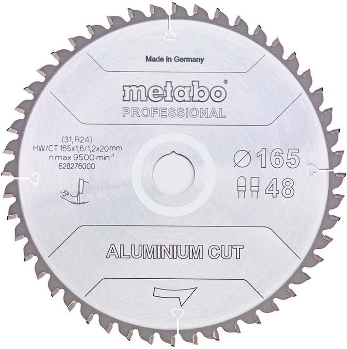 Actual product image Metabo Circular saw blade AluminiumCutProf 165x20 Z48 FZ/TR -5°