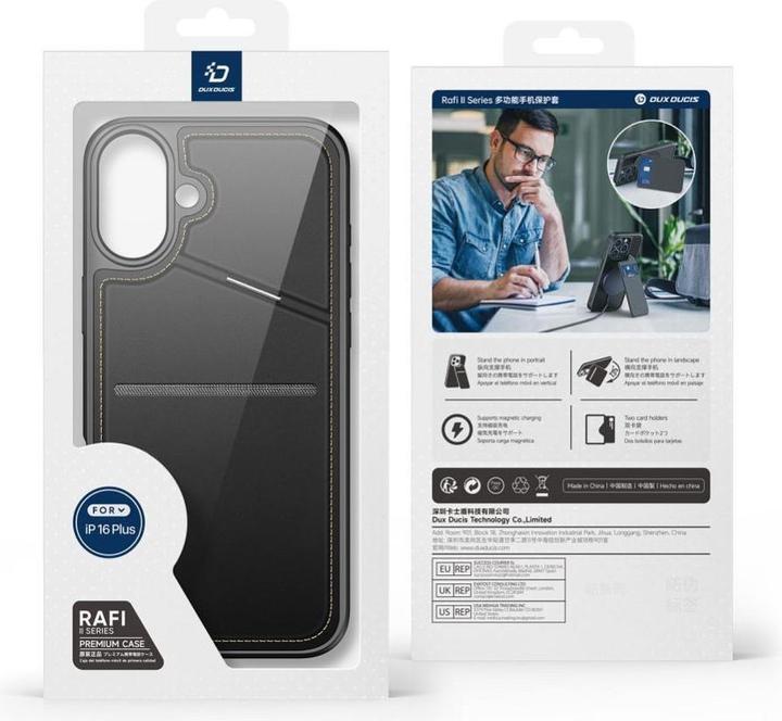 Immagine prodotto Dux Ducis Custodia per iPhone 16 Plus con slot per schede - Nero (Apple iPhone 16 Plus)