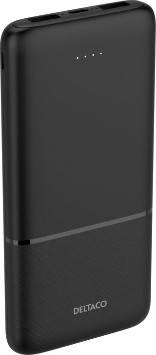Actual product image Deltaco Powerbank 10,000 mAh, 2x USB-A 18 W, 1x USB-C PD 20 W - Black (10000 mAh, 20 W, 37 Wh)