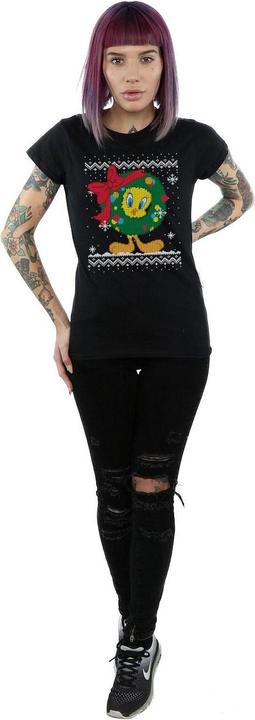 Produktbild Looney Tunes Tweety Pie Christmas Fair Isle TShirt (S)