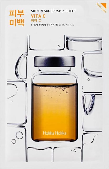 Holika Holika Foglio maschera di salvataggio della pelle - Maschera di tela schiarente con vitamina C (20 ml)