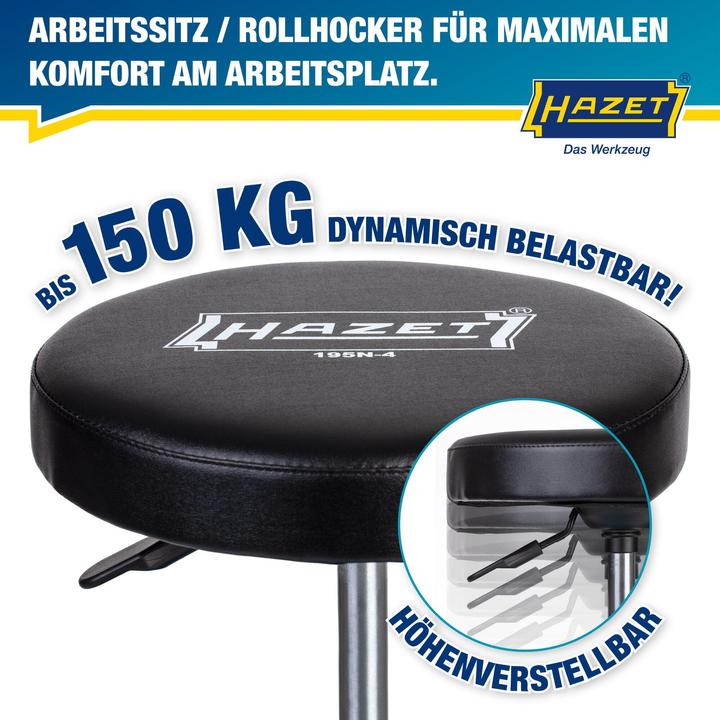 Produktbild HAZET Arbeits-Sitz 195N-4 (blau/schwarz, belastbar bis 150kg, höhenverstellbar)