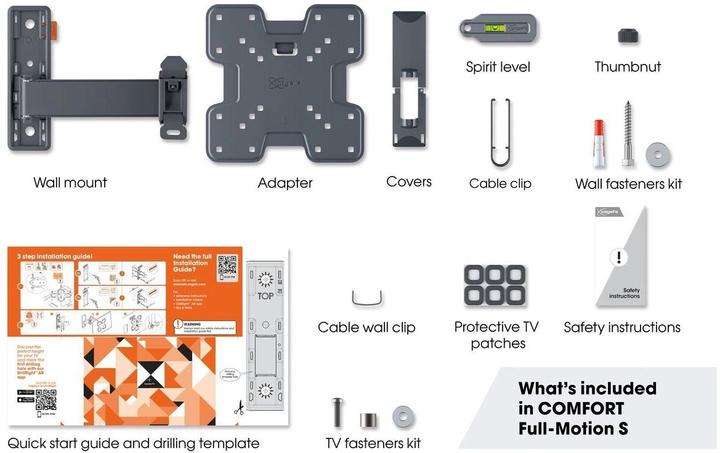 Actual product image Vogels MUURBEUGEL COMFORT TVM3225 (Wall, 43", 15 kg)
