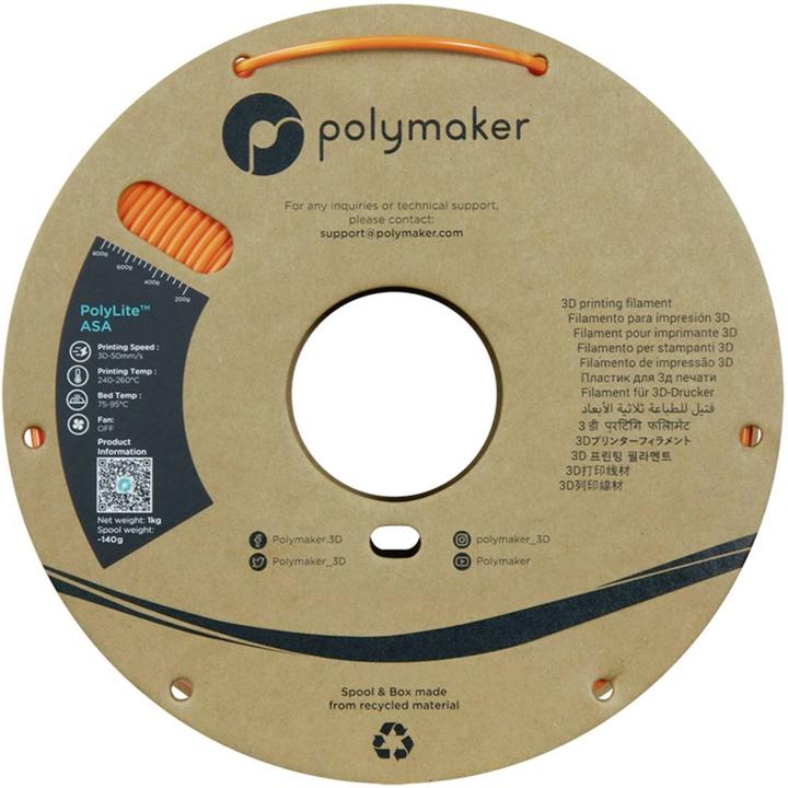 Image du produit Polymaker PF01016 Filament orange ASA résistant aux UV, aux intempéries et à la chaleur. (ASA, 2.85 mm, 1000 g, Orange)