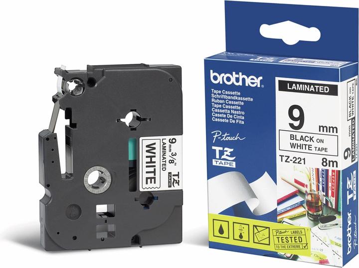 Actual product image Brother TZe-221 (0.90 cm, Black, White)