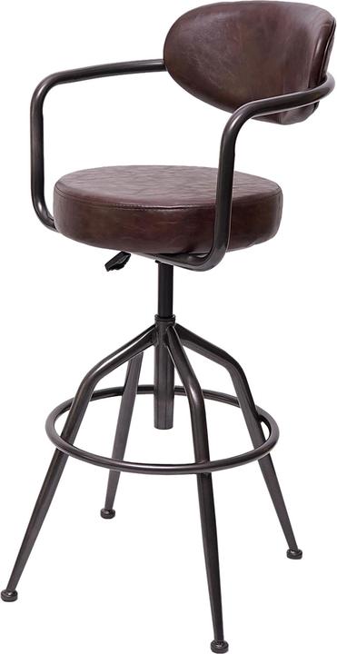 Produktbild Swisshandel24 Barhocker HWC-H10f, Barstuhl Tresenhocker Drehhocker, höhenverstellbar industrial Wildleder-Optik vi