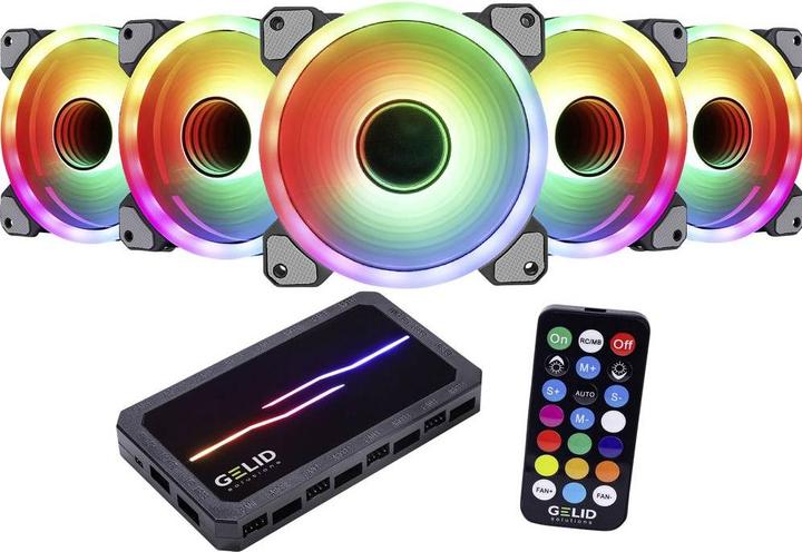 Produktbild Gelid RF-RGB-MP-02 Amber 8 PRO Bundle PC Lüftersteuerung (B x H x T) 130 x 17 x (120 mm, 1 x)