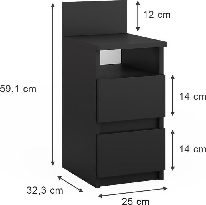 Produktbild Vichy Nachttisch Monty, Schwarz, 25 x 59.1 cm 2er Set
