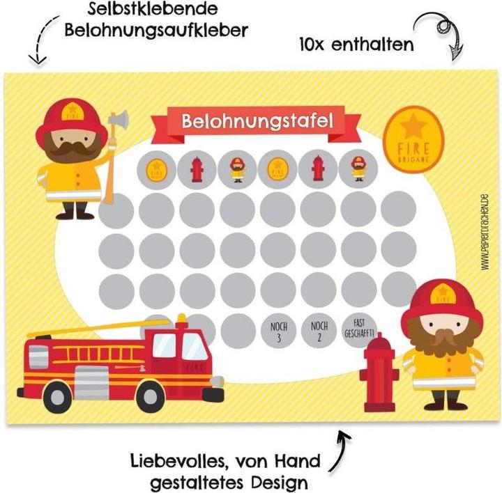 Immagine prodotto Papierdrachen Set di schede di ricompensa 6 - Pompiere