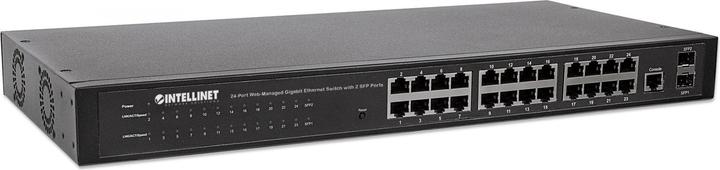 Actual product image Intellinet 24-Port Web Managed Gigabit Ethernet Switch with 2 SFP Ports 24 x 10/100/1000 Mbps RJ45 Ports +... (24 Ports)