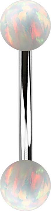 Actual product image Star Piercing Silver banana with two white opal balls (Surgical steel 316L)