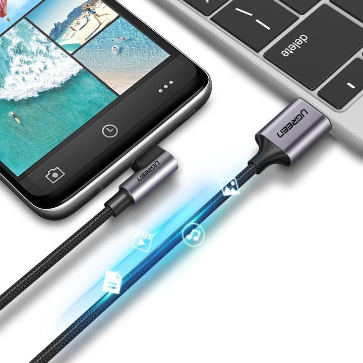 Produktbild Ugreen USB-C gewinkelt zu USB-A 2.0 A Datenkabel (2 m, USB 2.0)