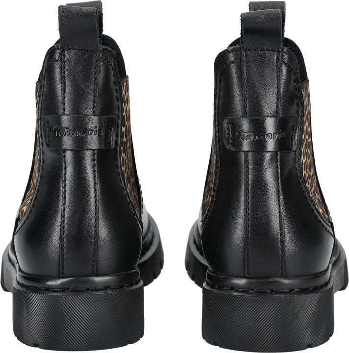 Produktbild Tamaris Entdecke die trendige Stiefelette mit Leo-Einsatz aus hochwertigem Leder-Textil-Mix von. Die (38)