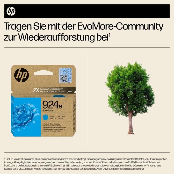 Produktbild HP 4K0U7NE#CE1 924e EvoMore OJ PRO Tinte cyan 800Seiten (C)
