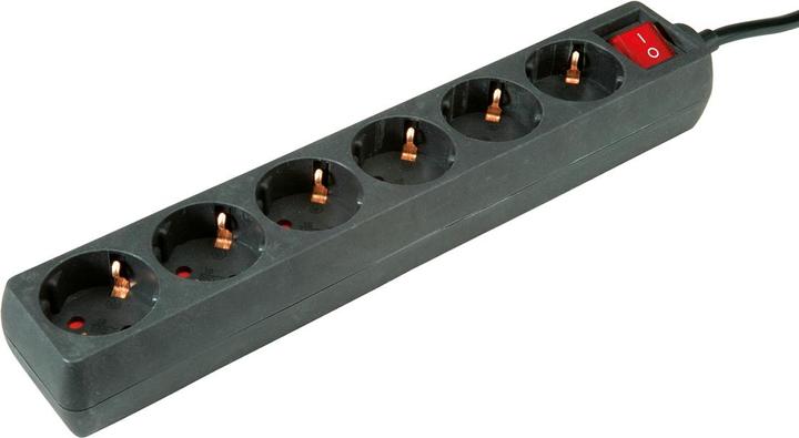 Produktbild Roline 6fach Steckdosenleiste mit Schalter schwarz 6m (6 x, CEE 7/3, 6 m)