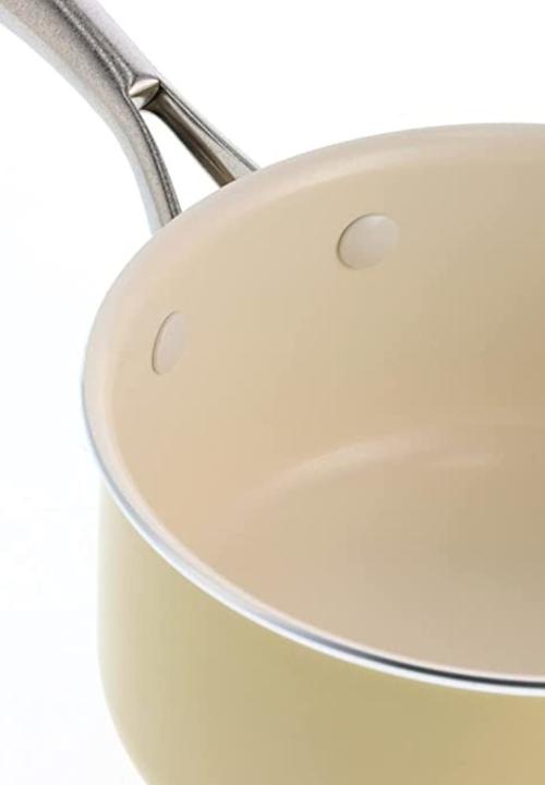 Immagine prodotto Greenline Porpoise Geel 4 pannelli d'acciaio con rivestimento - induzione - anti-aanbak - PFAS-vrij (18 cm, Casseruola con manico, Alluminio)
