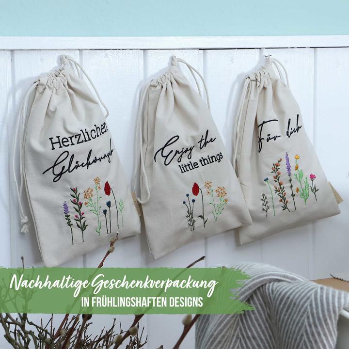 Actual product image Papierdrachen Easter linen bags - set of 3 - flowers - set 4 (Gift bag, 3 x)