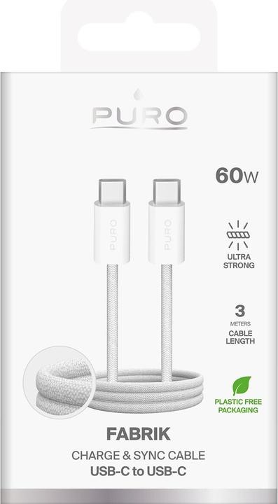 Produktbild Puro Fabrik 4 240W geflochtenes USB-C - USB-C 1m Kabel - weiss (1 m, 240 W)