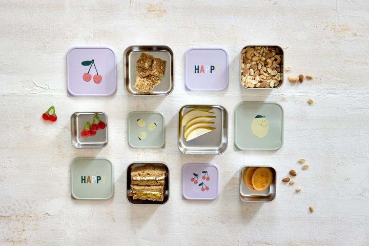 Produktbild Lässig Nahrungsbehälter & Portionierer 3-tlg. Edelstahl-Snackboxen-Set - Happy Fruits