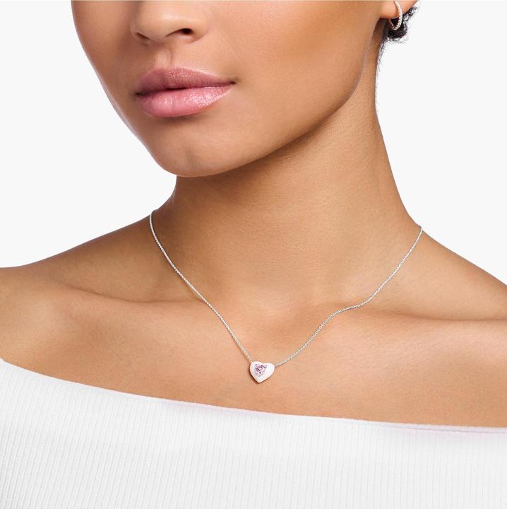 Produktbild Thomas Sabo Kette Herz mit pinkem Stein silber (925er Silber, Emaille, 40 - 45 cm)