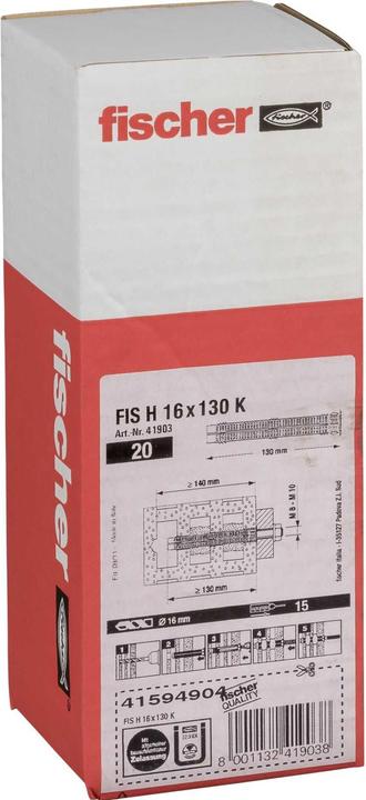 Produktbild Fischer hulrumsdybel rød pan - Powerknot rosett 5x55 med panhoved 25 stk 5-18mm TX25 (20 Stk.)