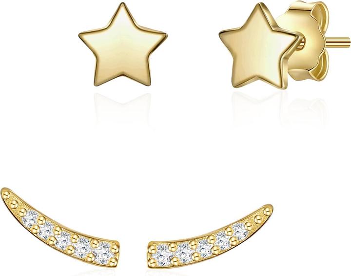 Lulu & Jane Damen Set (Ohrringe 2er) Stern Messing - 35382 (Messing)