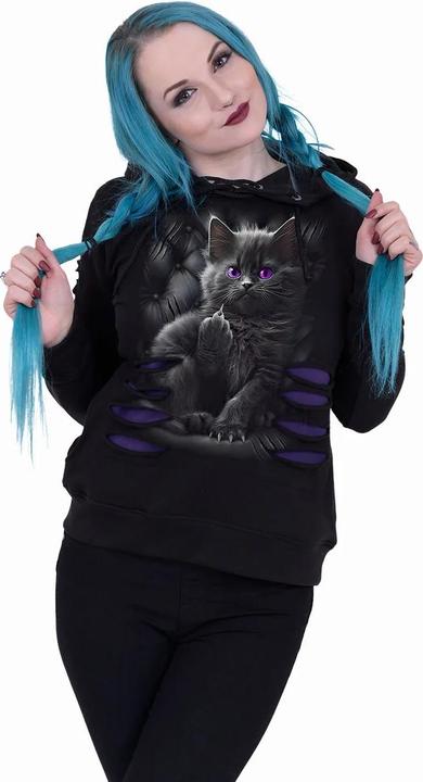 Actual product image Spiral Womens/Ladies Cattitude Ripped Hoodie (XL)