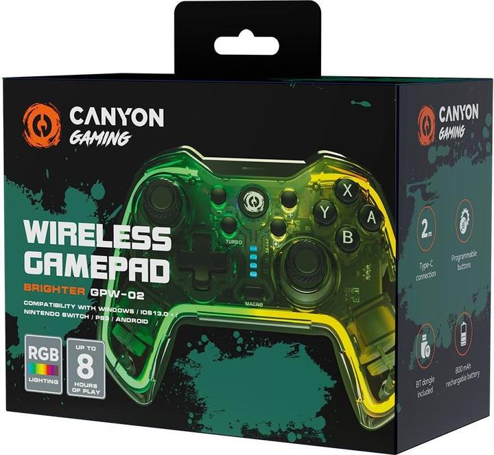 Productafbeelding Canyon GPW-02, Bluetooth-controller met ingebouwde batterij, BT 5.0, Type-C oplaadkabel, Bluetooth (Switch, Android, Windows, PS3, iOS)