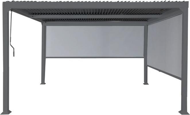 Image du produit Mendler Alu Pergola HWC-L41 mit 2x Seitenwand, stabiles 8cm-Metall-Gestell 3x3,7m, anthrazit (368 cm, 306 cm)
