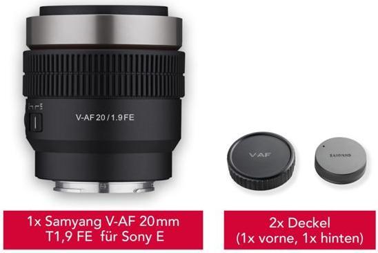 Immagine prodotto Samyang V-AF 20mm F1.9 Sony E-mount (Sony E, Full-frame, APS-C / DX)