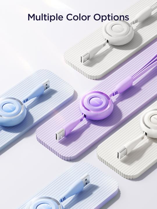 Produktbild Joyroom S-A40 Colourful Series 3in1 ausziehbares Kabel USB-A auf USB-C / Lightning / microUSB 1 m – (1 m)