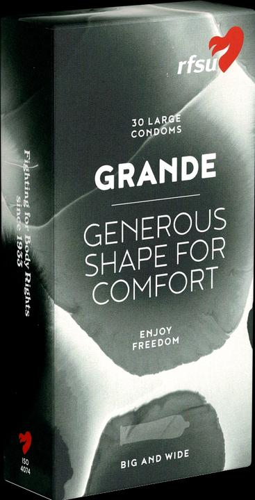 Produktbild rfsu Grande Kondome, 30 extra grosse Komfortkondome, befeuchtet mit Silikonöl, 55mm Breite (30 Stk.)