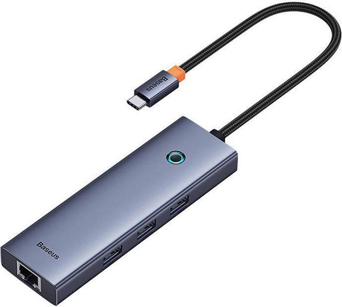 Actual product image Baseus Hub 6w1 UltraJoy 6-Port ( USB-C to 1xHDMI4K@30Hz + 3xUSB 3.0 + 1xPD +RJ45) (USB-C, 6 Ports)