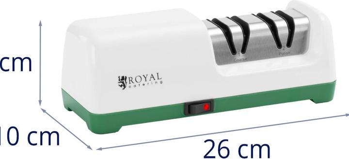 Actual product image Royal Catering Elektrischer Diamant-Messerschärfer Profi-Messerschleifer 2 Stufen 20° Weiss