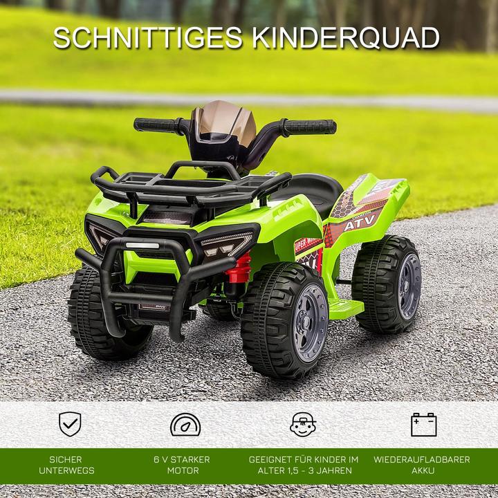 Immagine prodotto Homcom Mini quad elettrico per bambini ATV per bambini 18-36 mesi metallo PP plastica verde 70x42x45cm (6 V)