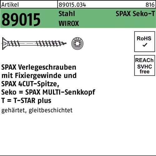 Produktbild Spax Verlegeschraube R 89015 Seko Fixiergew./Spitze/T-STAR 4,5 x 60 -T20 Stahl WIROX (500 Schrauben pro Stück)
