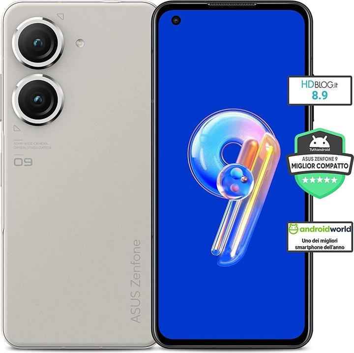 Immagine prodotto ASUS Zenfone 9 (128 GB, Bianco Chiaro di Luna, 5.92", Doppia SIM, 50 Mpx, 5G)