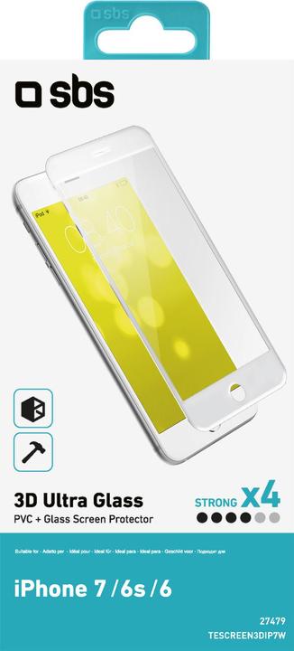 Immagine prodotto SBS Protettore di schermo 3D per iPhone 8/7/6S/6 (1 Pezzo/i, Apple iPhone 7)