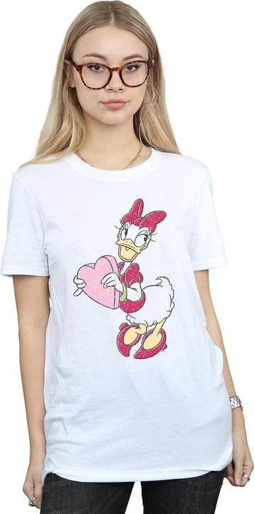 Actual product image Disney Womens/Ladies Daisy Duck Love Heart Cotton Boyfriend T-Shirt (L)