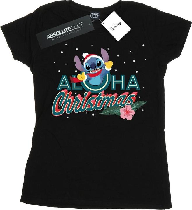 Actual product image Disney Womens/Ladies Lilo And Stitch Aloha Christmas Cotton T-Shirt (XL)