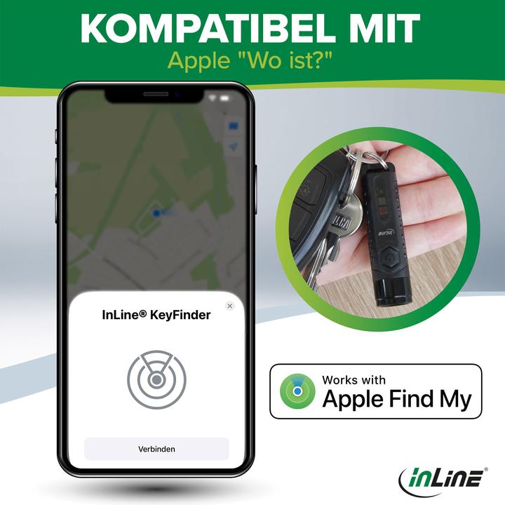 Produktbild InLine ® KeyFinder, smarter Schlüsselanhänger mit LED-Licht, 300mAh, IPX65