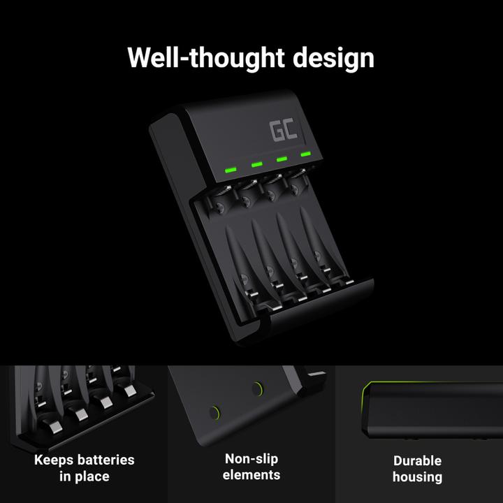 Image du produit GreenCell VitalCharger Set with 2x AA 2000mAh & 2x AAA 800mAh Batteries (4 pcs, AAA, AA, 2000 mAh, Batterie)