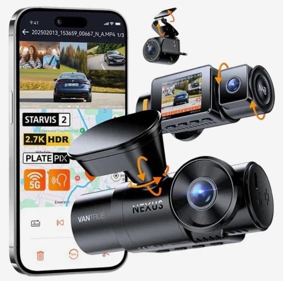 Produktbild Vantrue N4S Nexus 4 S Videorekorder (WLAN, GPS-Empfänger, Eingebautes Mikrofon, Eingebautes Display, Beschleunigungssensor, 2.7K)