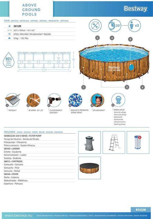 Produktbild Bestway Steel Pro Max Round Pool Set 427x107cm (427 x 107 cm)