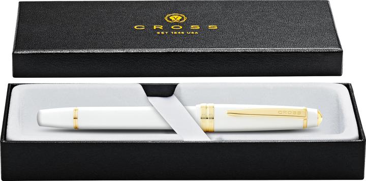 Actual product image Cross Fountainpen Bailey light glossy white, gold tone trim, XF-nib, in giftbox (White/gold, 1 x)